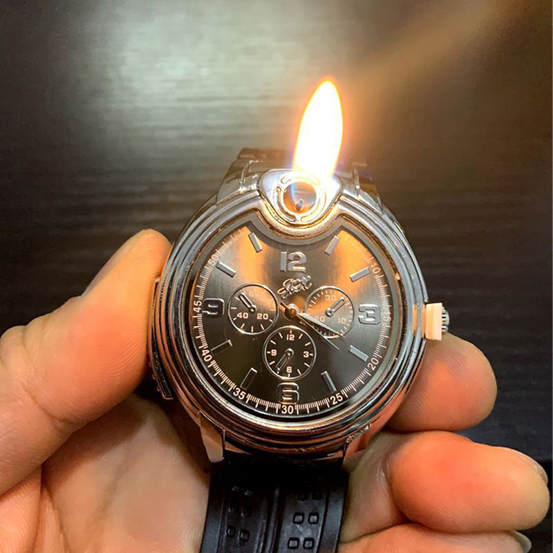 Flame Lighter Watch Metal New Creative Personality Gas Electronic Open Lighter