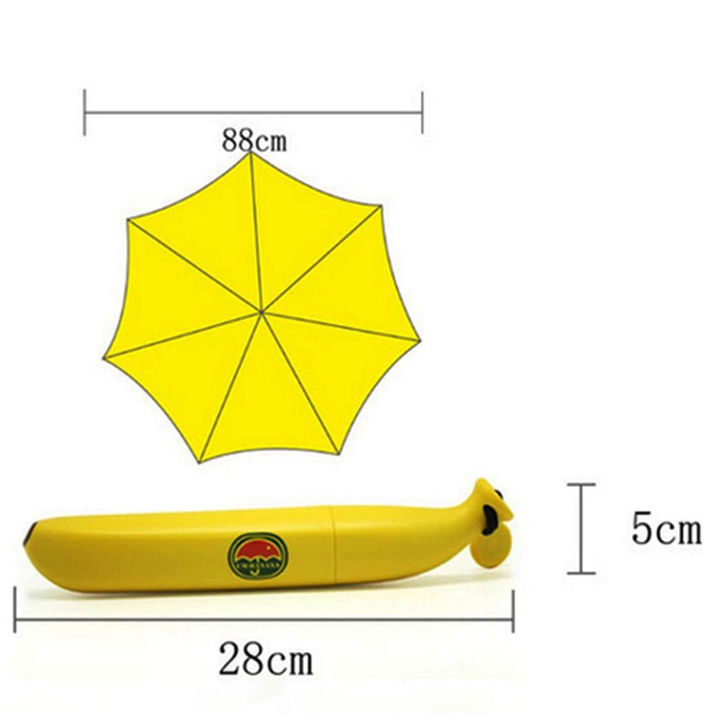 Windproof Umbrella Anti-UV Rain Sun with Folding Banana Shape Box Children Kids
