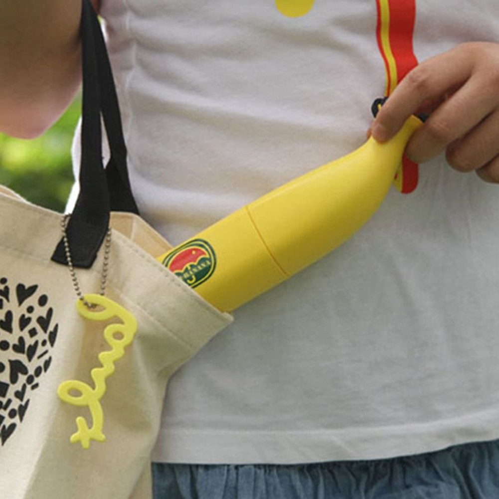 Windproof Umbrella Anti-UV Rain Sun with Folding Banana Shape Box Children Kids