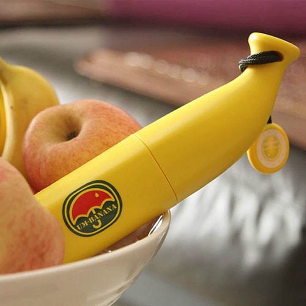 Windproof Umbrella Anti-UV Rain Sun with Folding Banana Shape Box Children Kids