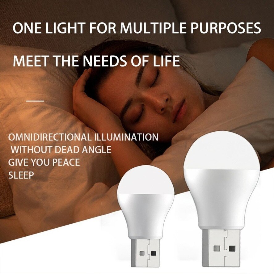 USB Plug Lamps Mini Night Light Computer Mobile Power Charging LED Eye Protection Square Reading Light