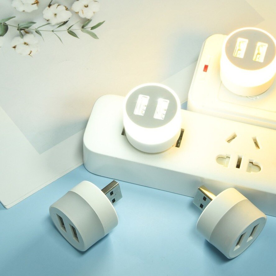USB Plug Lamps Mini Night Light Computer Mobile Power Charging LED Eye Protection Square Reading Light