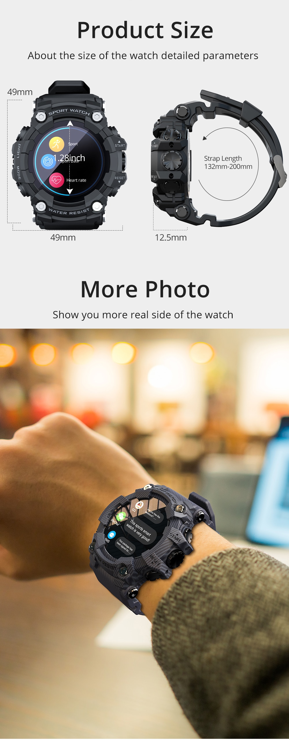 Smart Watch Men Heart Rate Monitor Blood Pressure Smartwatch Full Touch Screen Fitness Tracker For Android iOS