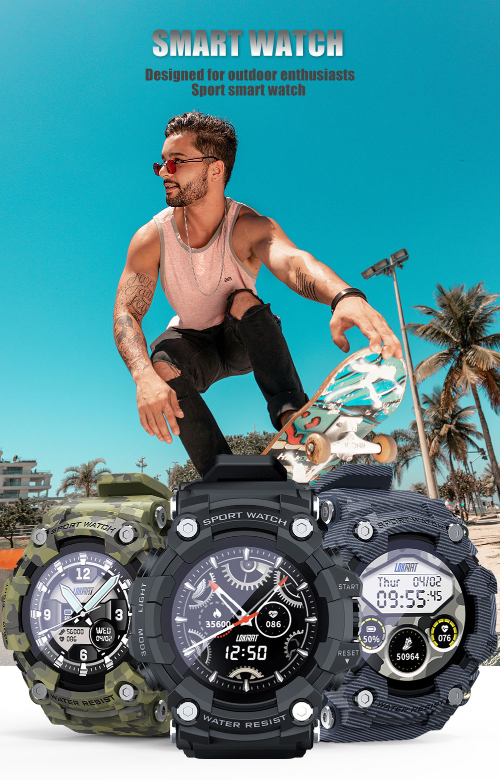 Smart Watch Men Heart Rate Monitor Blood Pressure Smartwatch Full Touch Screen Fitness Tracker For Android iOS