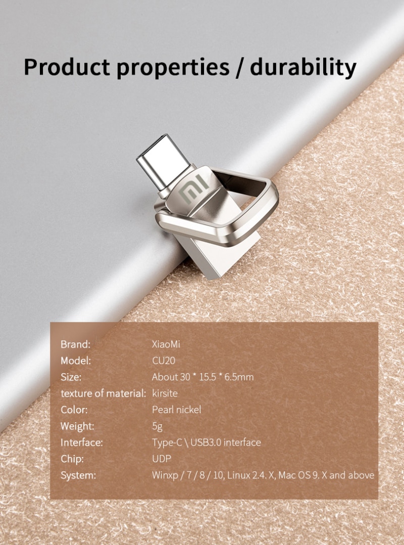 U Disk Type-C USB 3.1 2TB-128GB Interface Mobile Phone Computer Mutual Transmission Portable USB Memory Xiaomi