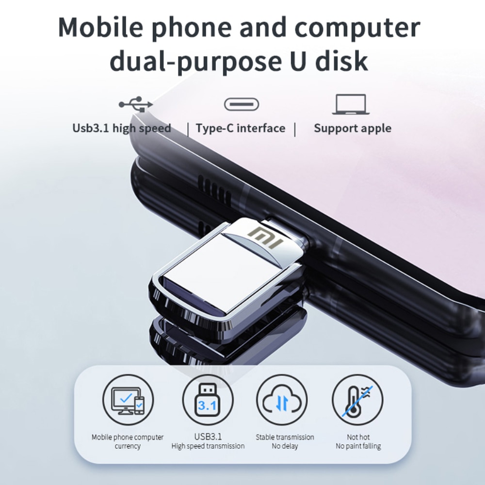 U Disk Type-C USB 3.1 2TB-128GB Interface Mobile Phone Computer Mutual Transmission Portable USB Memory Xiaomi
