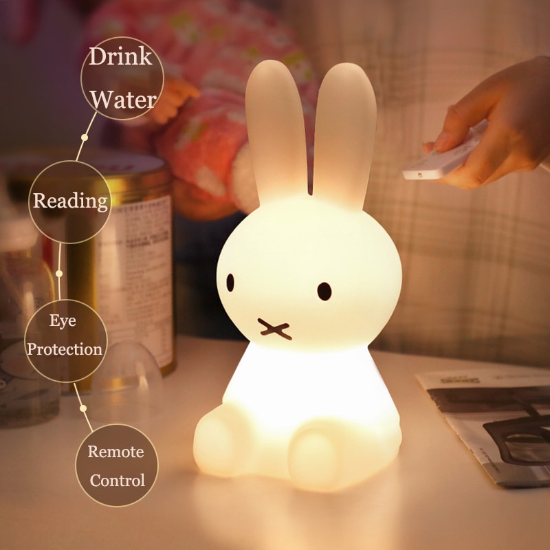 3D Nachtlampje Kawaii Anime Cartoon Nijntje Oogbescherming Oplaadbare Bureaulamp Leuke Slaapkamer Kinderen Bedlampje