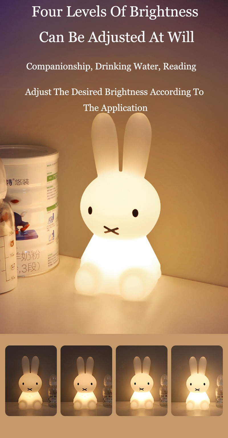 3D Nachtlampje Kawaii Anime Cartoon Nijntje Oogbescherming Oplaadbare Bureaulamp Leuke Slaapkamer Kinderen Bedlampje