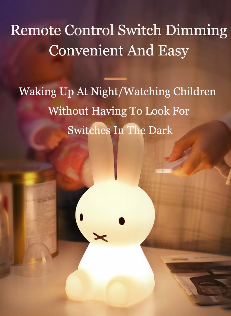 3D Nachtlampje Kawaii Anime Cartoon Nijntje Oogbescherming Oplaadbare Bureaulamp Leuke Slaapkamer Kinderen Bedlampje