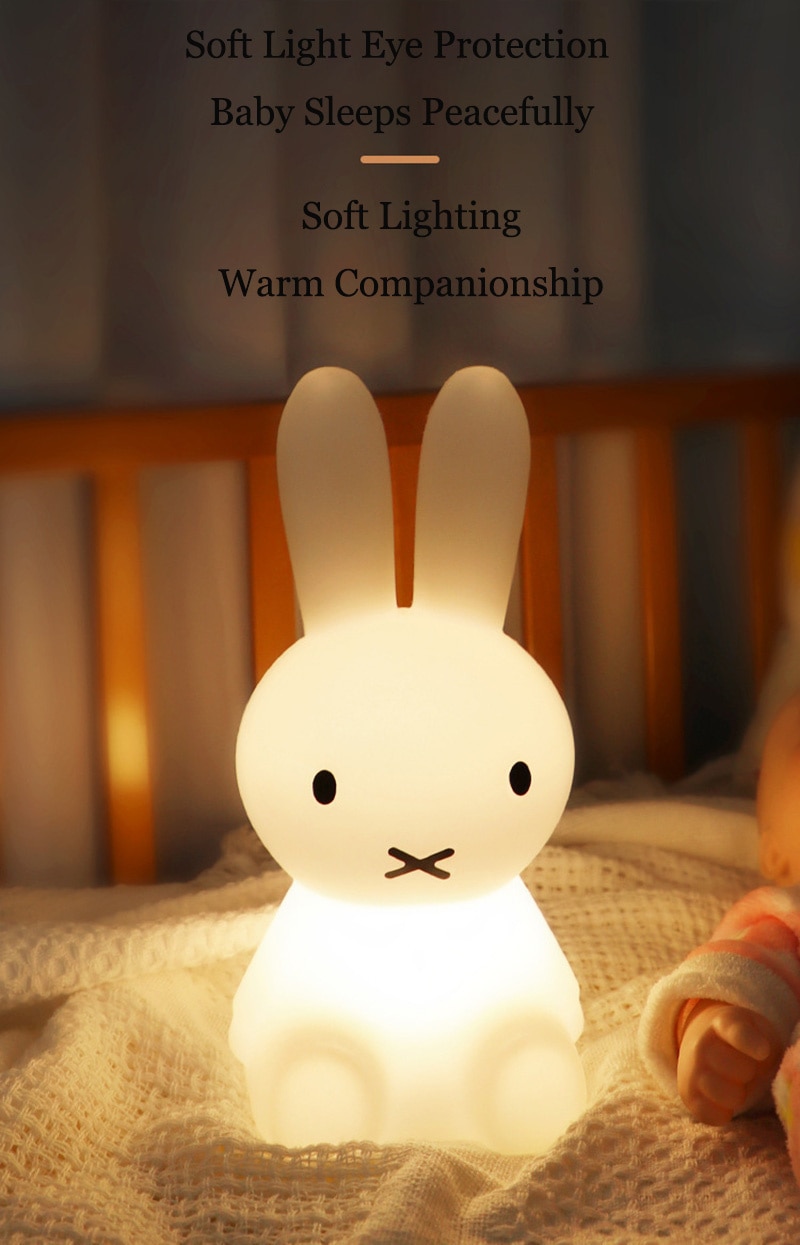 3D Nachtlampje Kawaii Anime Cartoon Nijntje Oogbescherming Oplaadbare Bureaulamp Leuke Slaapkamer Kinderen Bedlampje