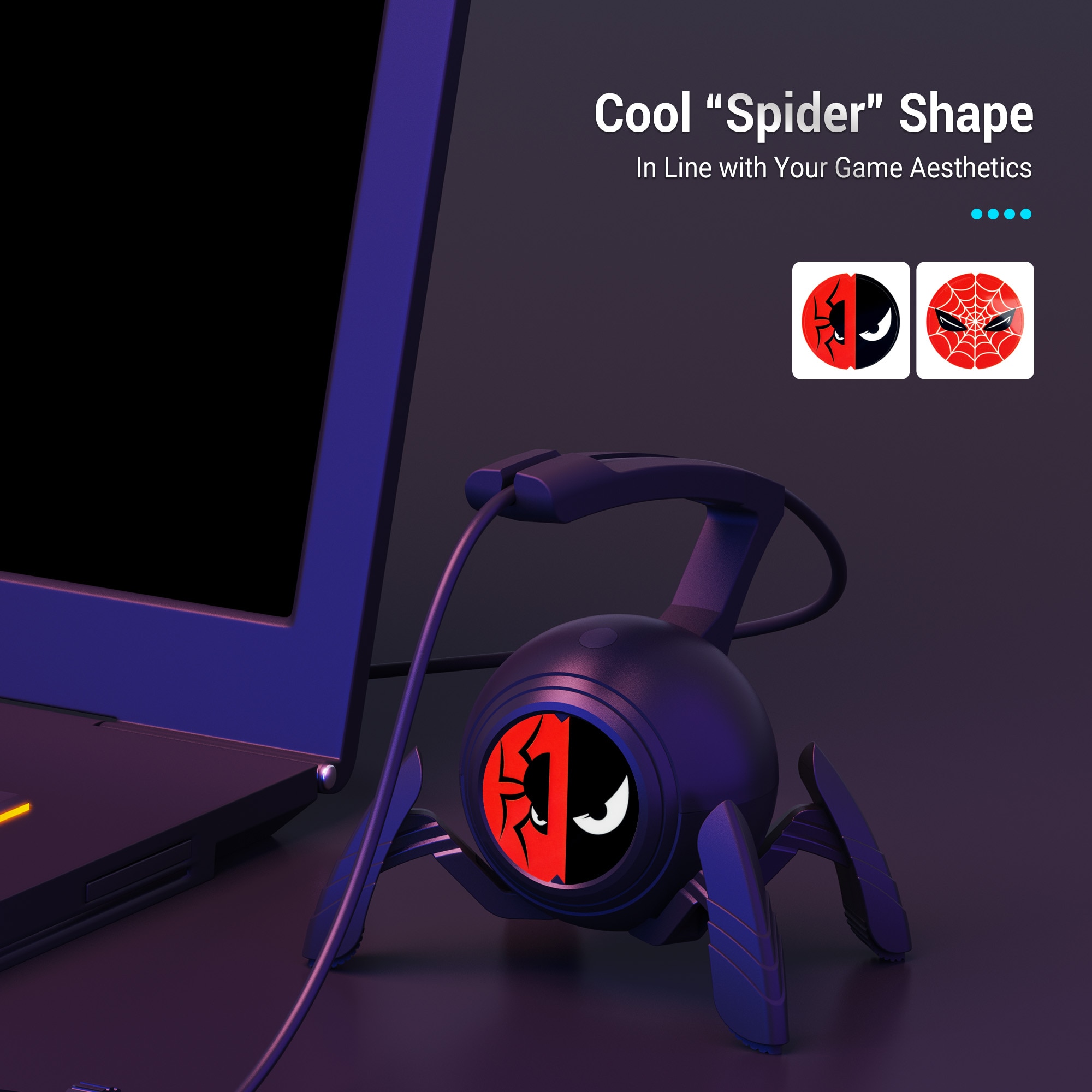 Gaming Mouse Cable Holder Bungee Winder Flexible Cord Clip for Esports Gaming with 2-USB ports+Type-C port