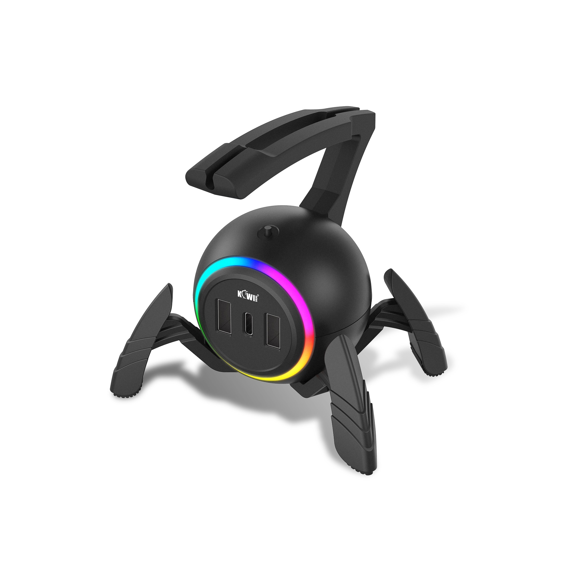 Gaming Mouse Cable Holder Bungee Winder Flexible Cord Clip for Esports Gaming with 2-USB ports+Type-C port