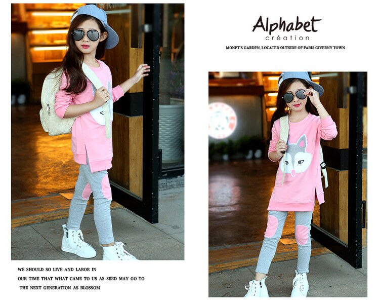 Girls Clothes Set Jacket+Trousers Pants 2PCS Children Clothing for Girl Teen Kids 8-12 Year