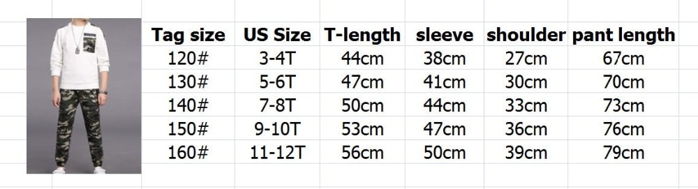 Teen Children Clothes 3-11year Boys Costume Tracksuit Camouflage Tops Pants 2PCS Children Spring Outfits Set