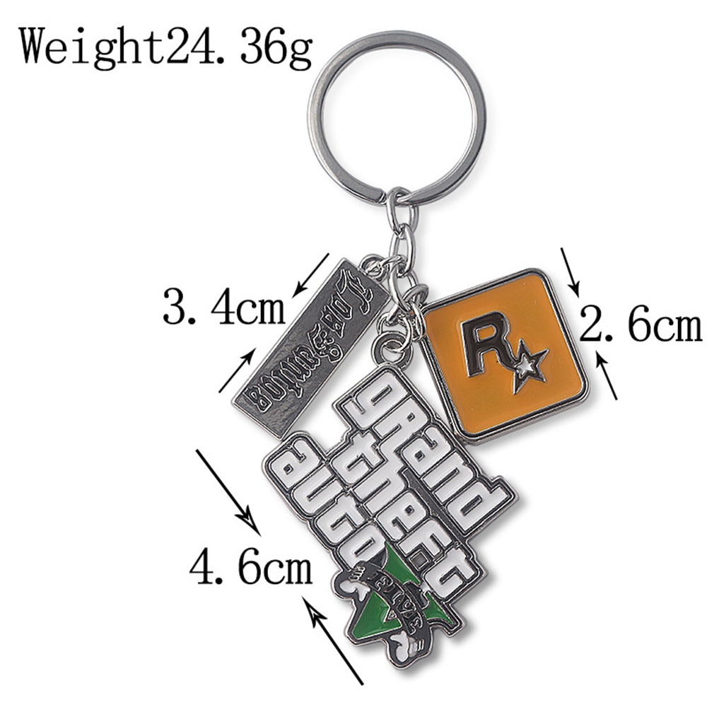 Muti-Pendant Key Holder GTA V Grand Theft Auto5 Keychain For Fans KeyRing PS4 Xbox PC Keyfob Game