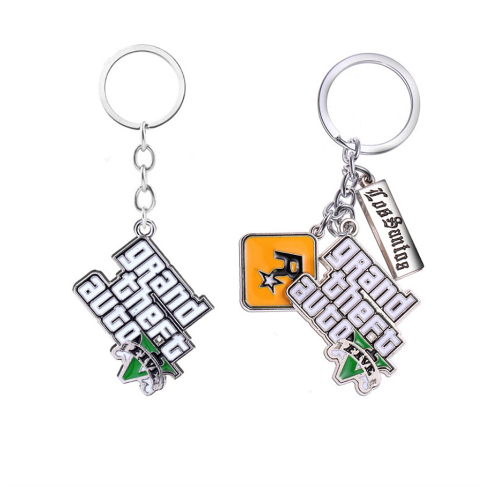 Muti-Pendant Key Holder GTA V Grand Theft Auto5 Keychain For Fans KeyRing PS4 Xbox PC Keyfob Game