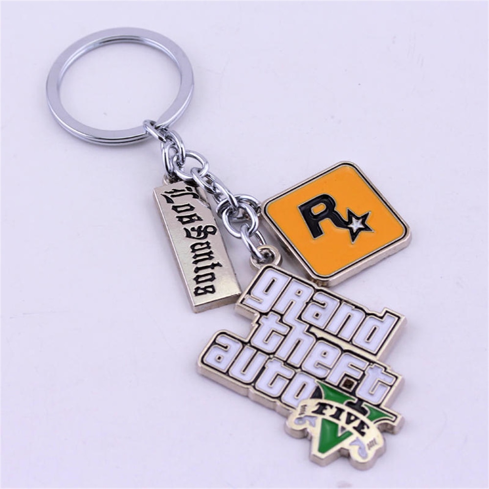 Muti-Pendant Key Holder GTA V Grand Theft Auto5 Keychain For Fans KeyRing PS4 Xbox PC Keyfob Game