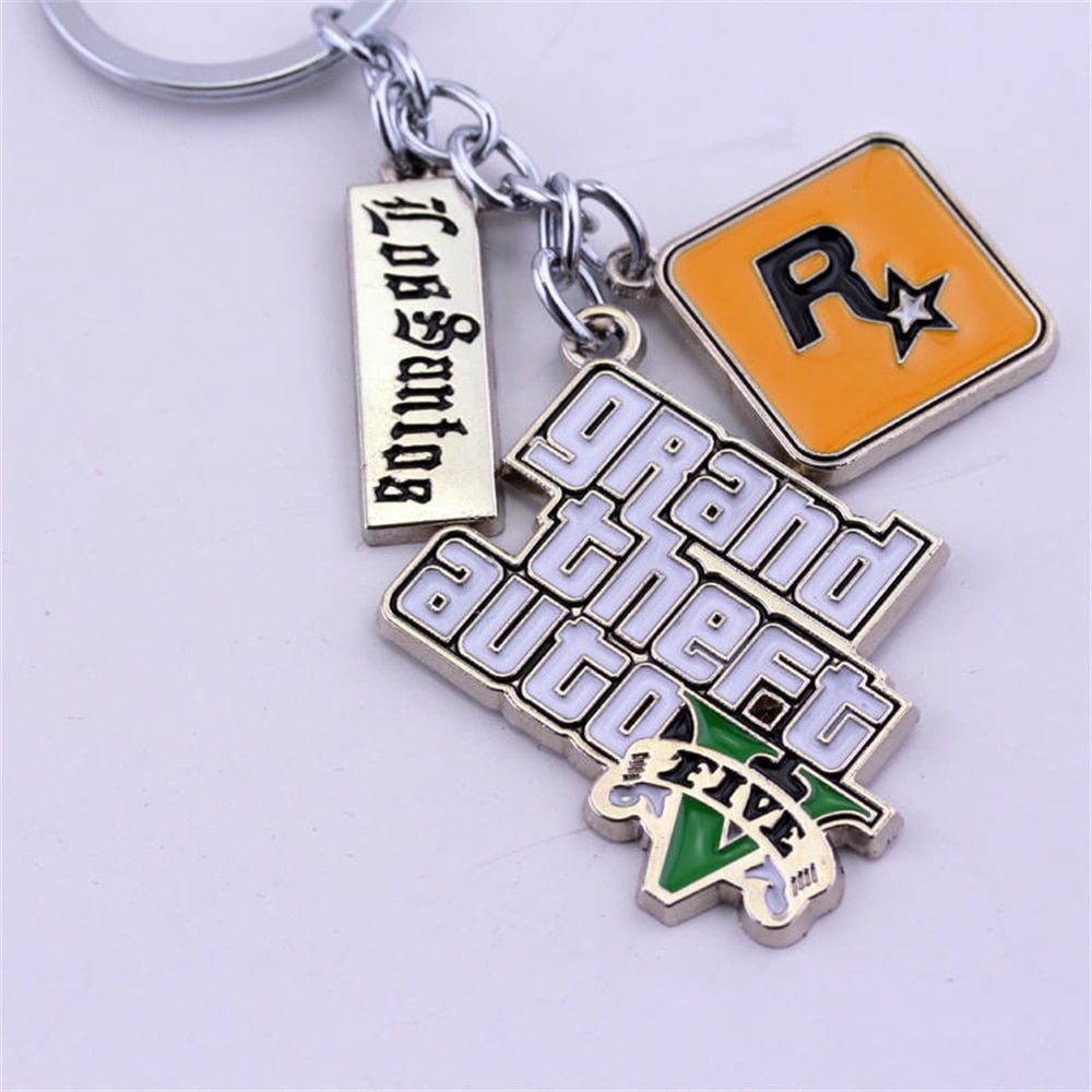 Muti-Pendant Key Holder GTA V Grand Theft Auto5 Keychain For Fans KeyRing PS4 Xbox PC Keyfob Game