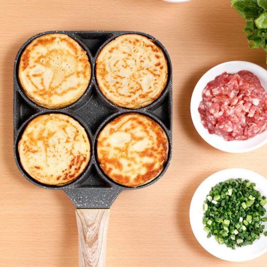 4-hole Pan Frying Pot Thickened Non-stick Egg Pancake Steak Cooking Pan Hamburg bread Breakfast Maker - Image 2