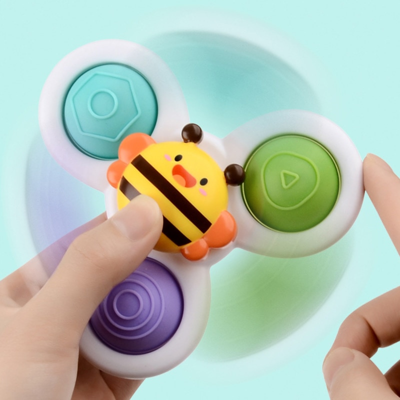 Baby Bath Toys Funny Bathing Sucker Spinner Suction Cup Cartoon Rattles Fidget Educational Toys 3Pcs/Set For Children Boys Gift