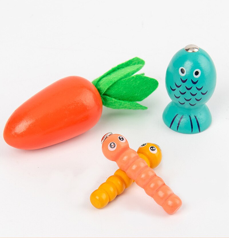 Pull Carrot Set Wooden Toy Shape Matching Puzzle Kids Wood Game Educational Montessori Toys For Children