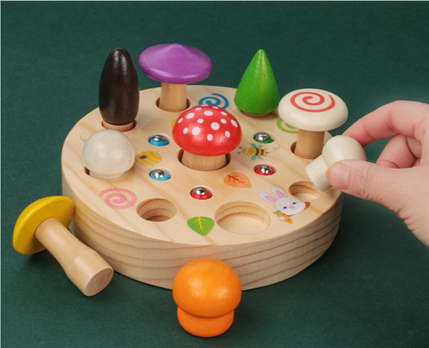 Pull Carrot Set Wooden Toy Shape Matching Puzzle Kids Wood Game Educational Montessori Toys For Children