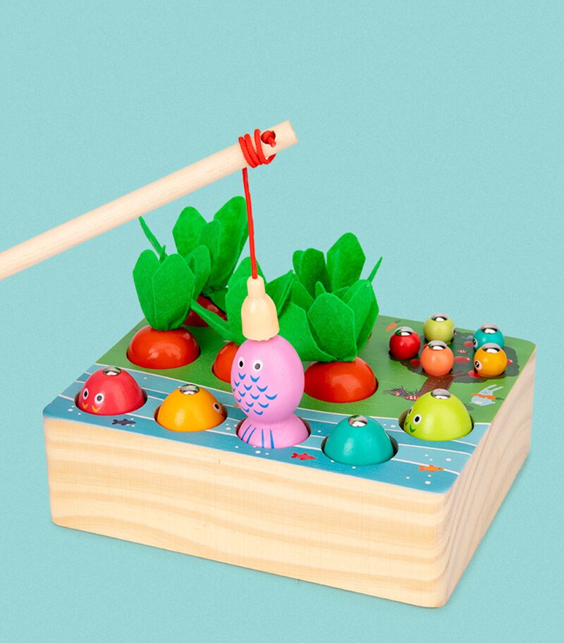Pull Carrot Set Wooden Toy Shape Matching Puzzle Kids Wood Game Educational Montessori Toys For Children