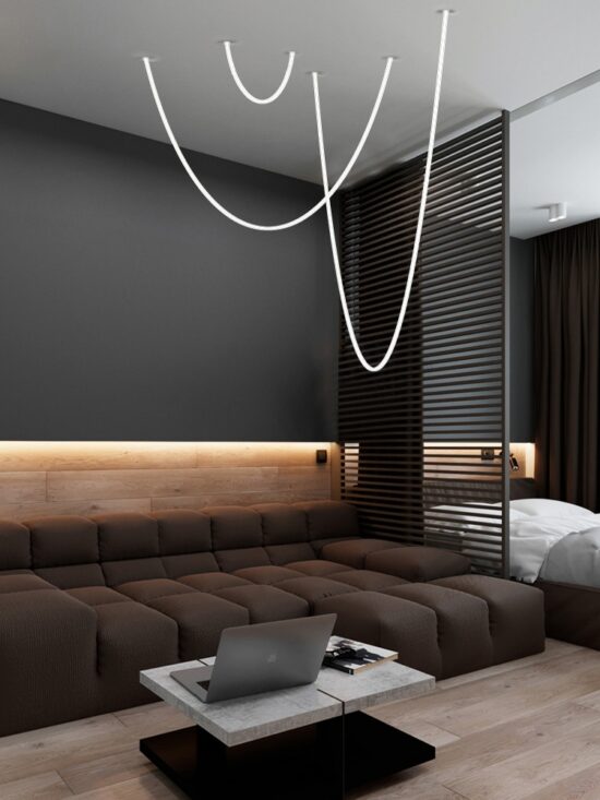 Nordic post-modern designer LED pendant lamp silicone lamp 360-degree luminous living room Pipe lamp - Image 2