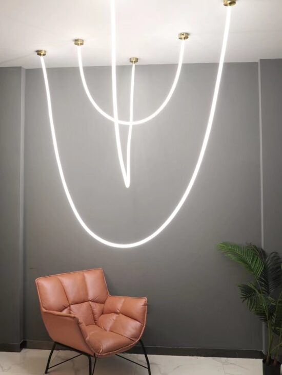 Nordic post-modern designer LED pendant lamp silicone lamp 360-degree luminous living room Pipe lamp - Image 4