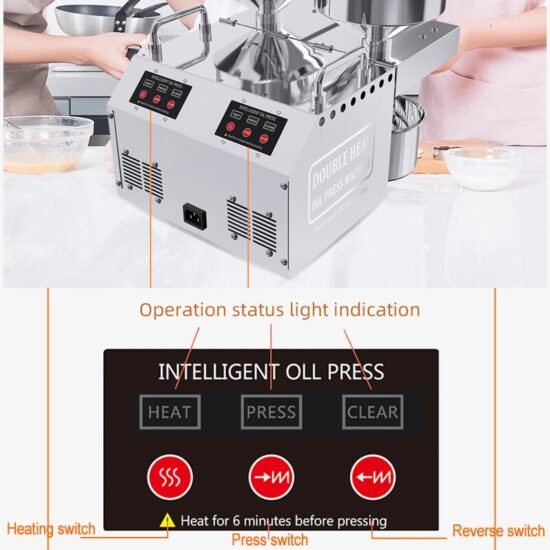 Oil press Machine Double Head 1600W Stainless Steel High Extraction Rate, Press Flaxseed Sunflower Seed Coconut Meat - Image 4