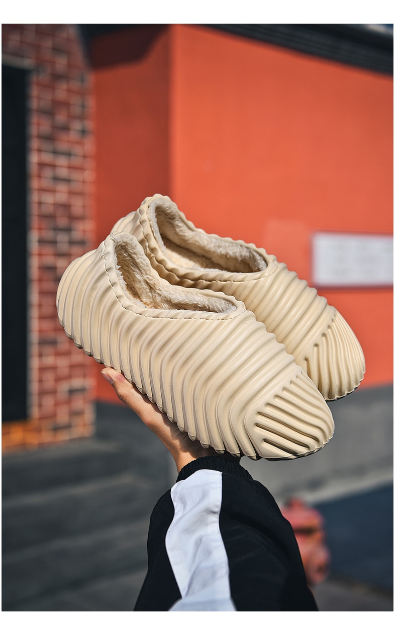 Sneakers Slippers New Soft Non-Slip Home Shoes Yeez Winter Warm Plush Cozy Rubber Waterproof Shoes