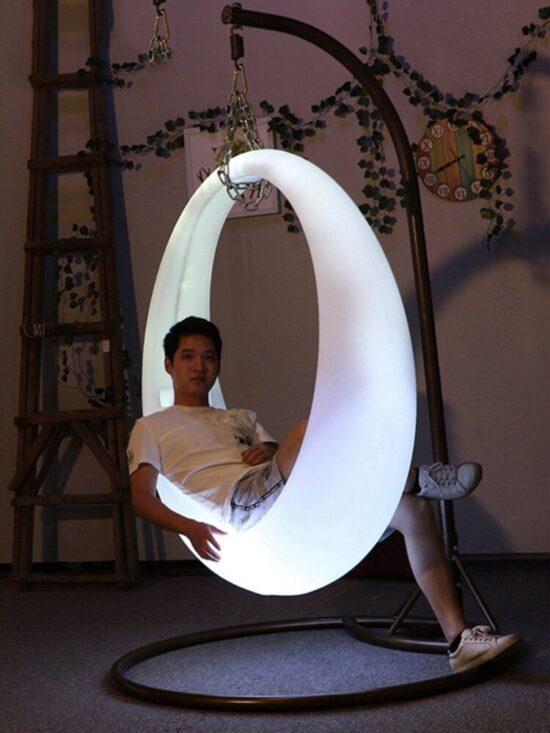 swing Chair rocking Leisure LED luminous web celebrity moon swing simple round lift chair for park balcony