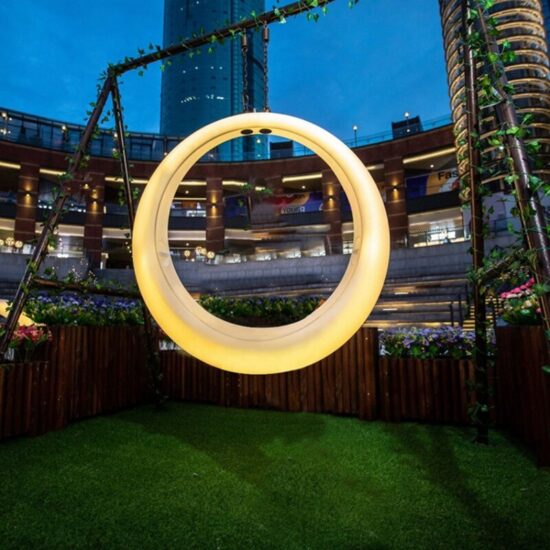 swing Chair rocking Leisure LED luminous web celebrity moon swing simple round lift chair for park balcony - Image 5