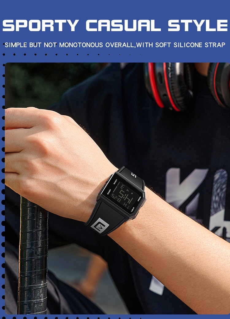 Digital Watch Chronograph Sport Electronic Bracelet 50M Waterproof Wristwatch Alarm Clock Watches