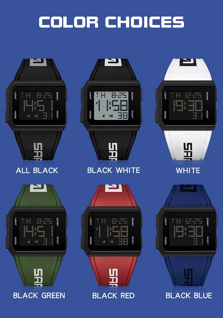 Digital Watch Chronograph Sport Electronic Bracelet 50M Waterproof Wristwatch Alarm Clock Watches