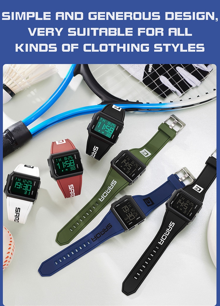 Digital Watch Chronograph Sport Electronic Bracelet 50M Waterproof Wristwatch Alarm Clock Watches