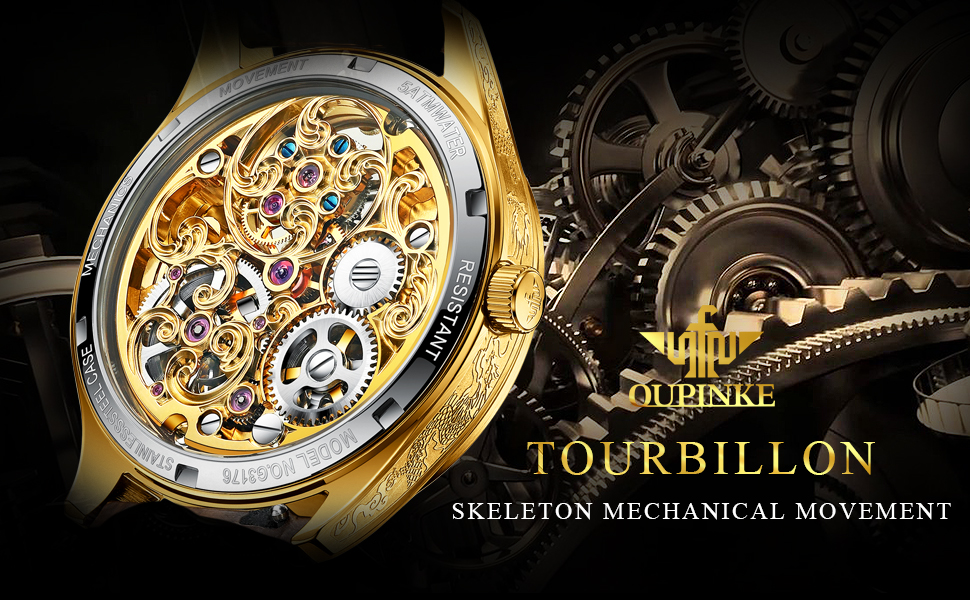 Gold Watch Dragon Royal Sapphire Mirror Skeleton Watch Automatic Mechanical Tourbillon Watches Waterproof