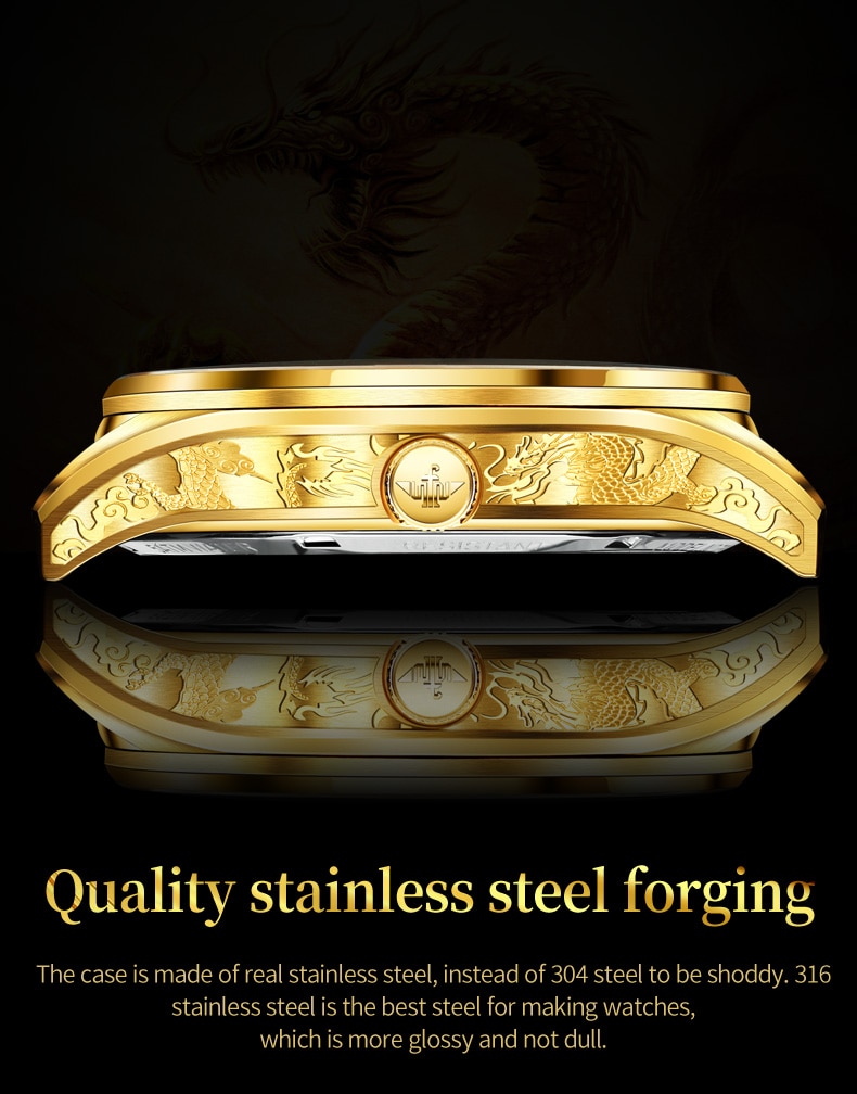Gold Watch Dragon Royal Sapphire Mirror Skeleton Watch Automatic Mechanical Tourbillon Watches Waterproof
