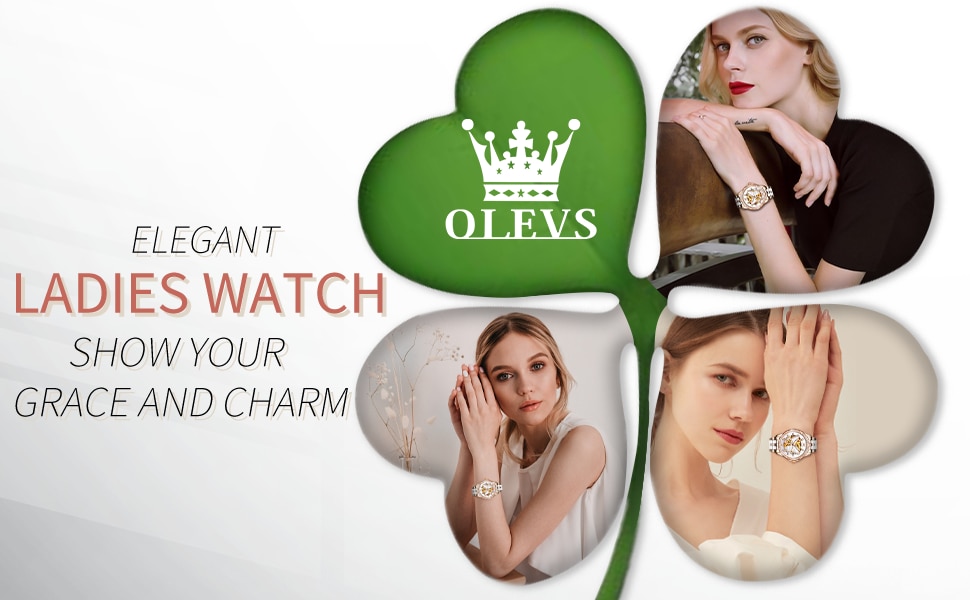 Watch for Women Automatic Luxury Mechanical OLEVS Original Waterproof Diamond Skeleton Rose Gold Ceramic Watches Ladies Gift Set