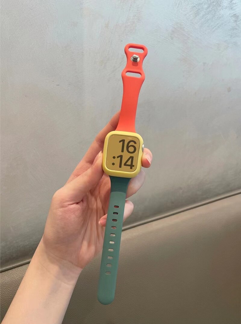 Strap for Apple Watch Band 49Ultra 8SE 41/45mm Rubber Loop for Iwatch 38/42 40/44mm Popular Slim Silicone