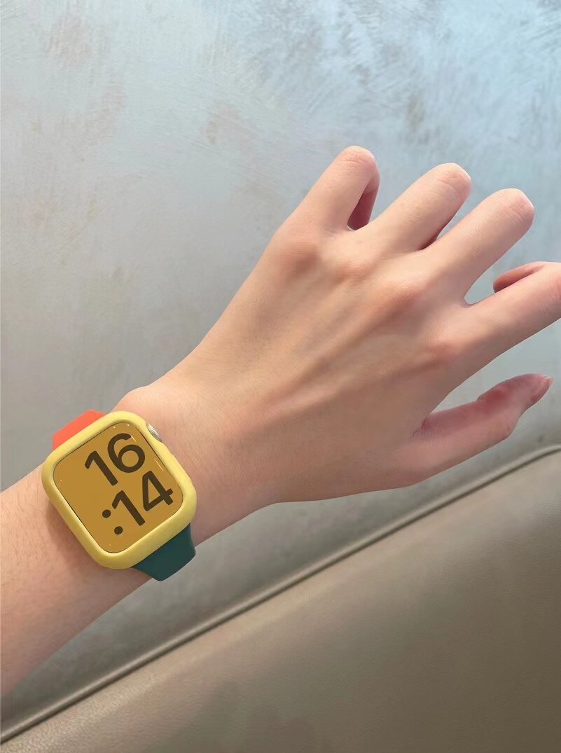 Strap for Apple Watch Band 49Ultra 8SE 41/45mm Rubber Loop for Iwatch 38/42 40/44mm Popular Slim Silicone