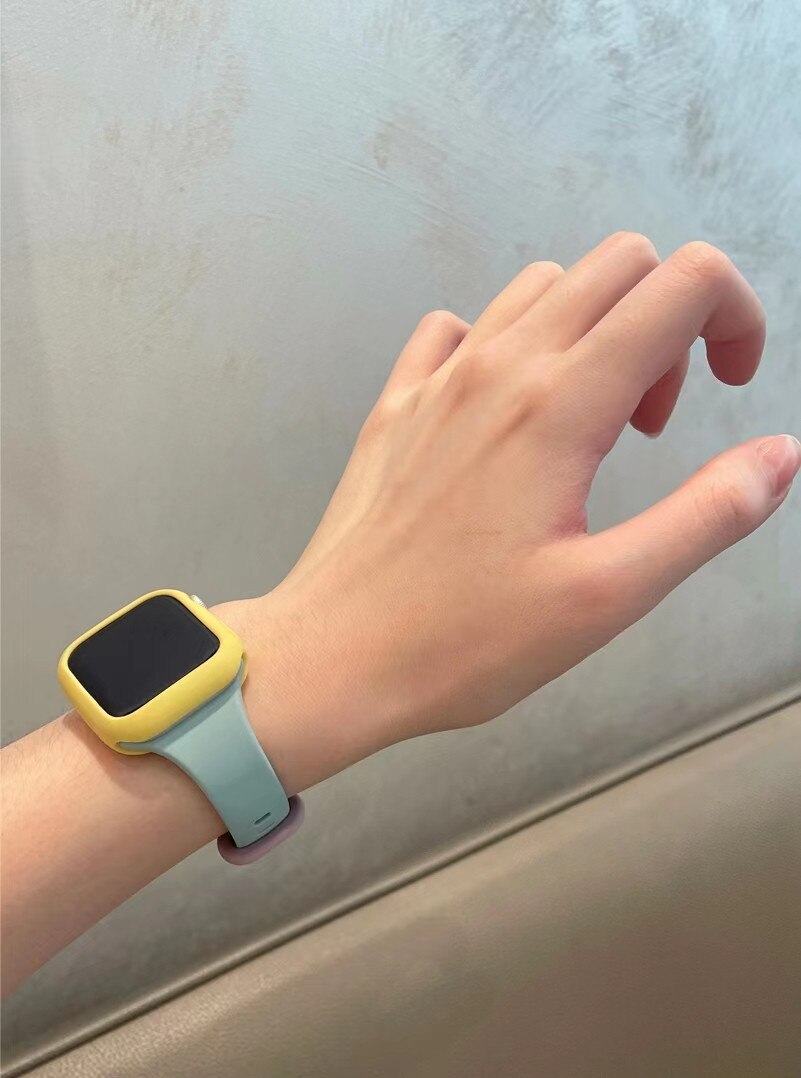 Strap for Apple Watch Band 49Ultra 8SE 41/45mm Rubber Loop for Iwatch 38/42 40/44mm Popular Slim Silicone