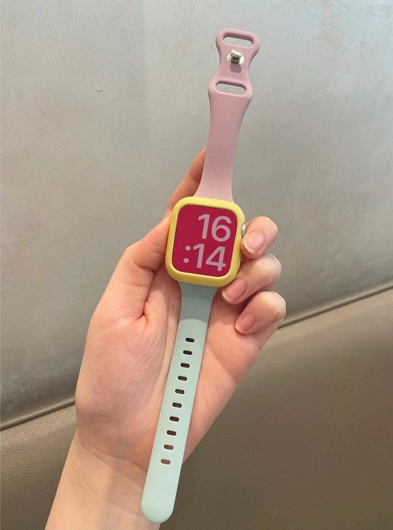 Strap for Apple Watch Band 49Ultra 8SE 41/45mm Rubber Loop for Iwatch 38/42 40/44mm Popular Slim Silicone