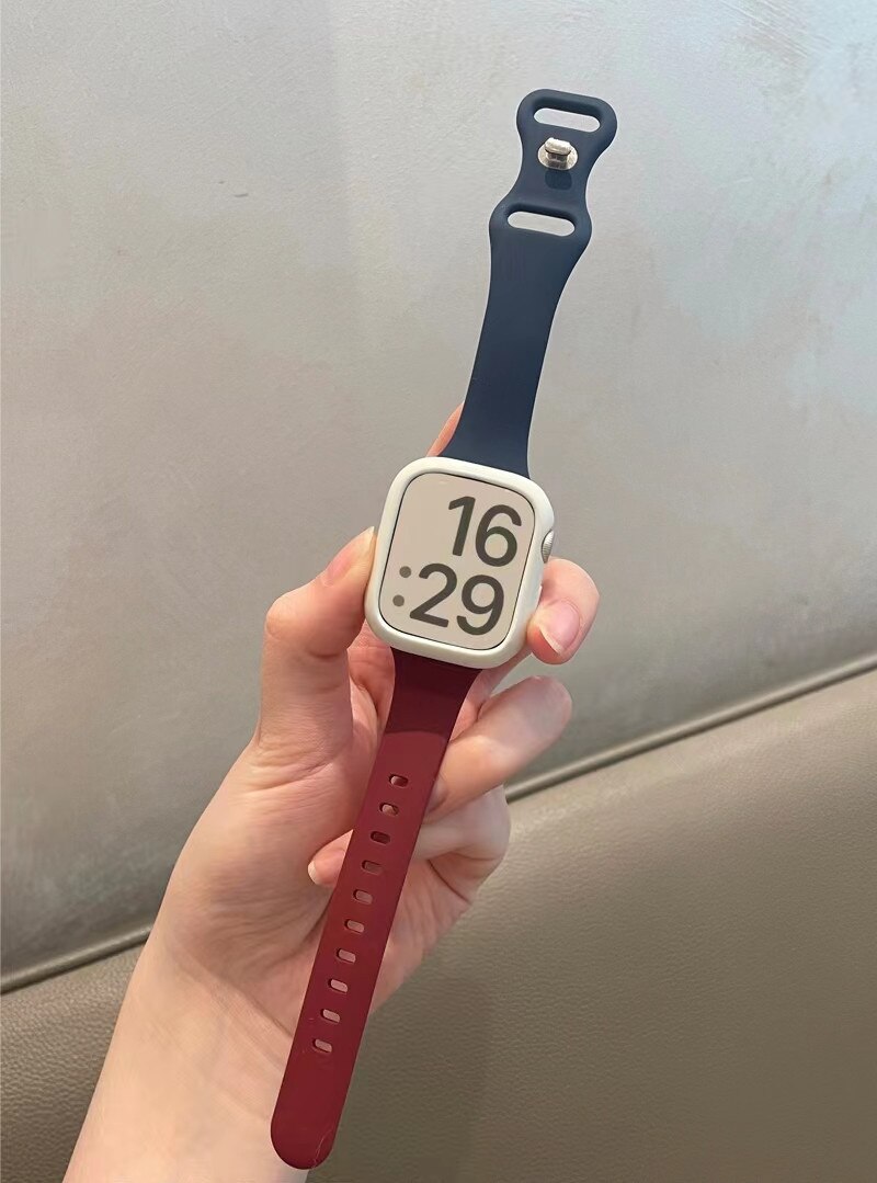 Strap for Apple Watch Band 49Ultra 8SE 41/45mm Rubber Loop for Iwatch 38/42 40/44mm Popular Slim Silicone