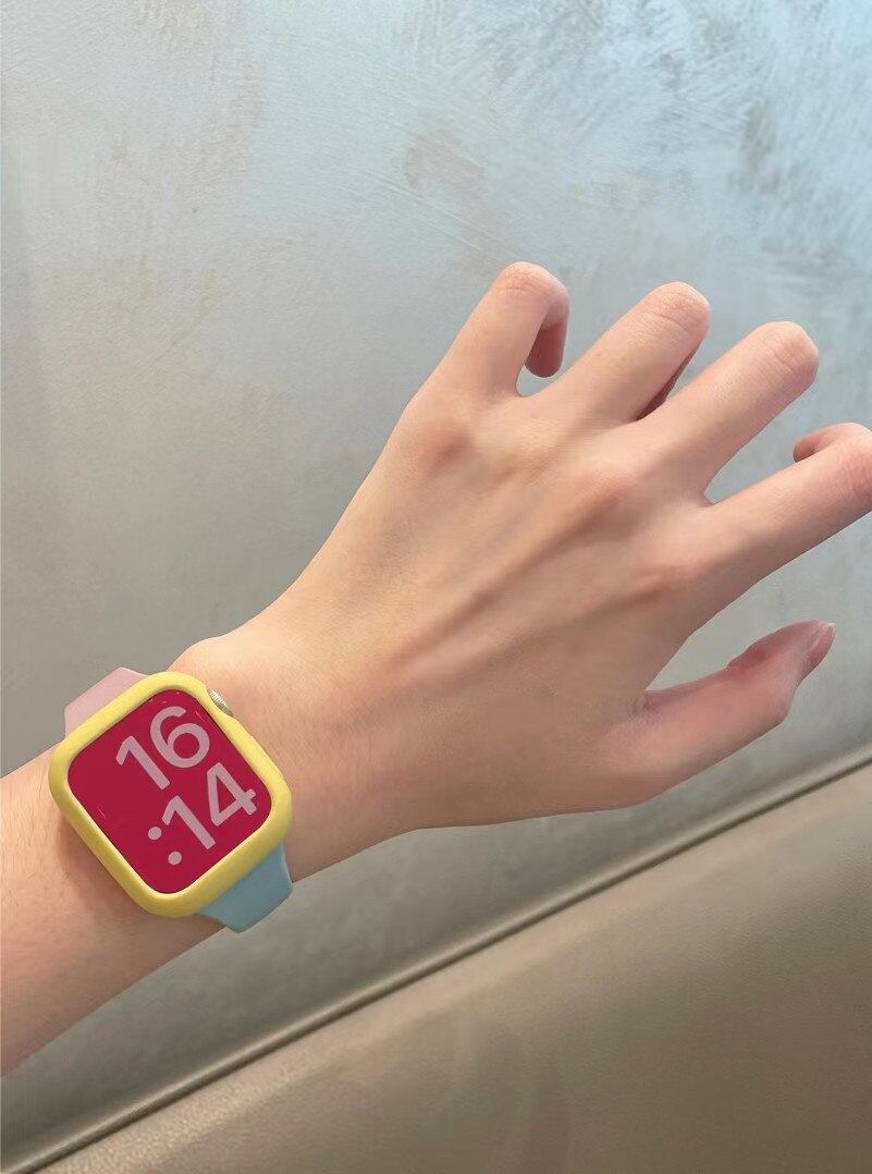 Strap for Apple Watch Band 49Ultra 8SE 41/45mm Rubber Loop for Iwatch 38/42 40/44mm Popular Slim Silicone