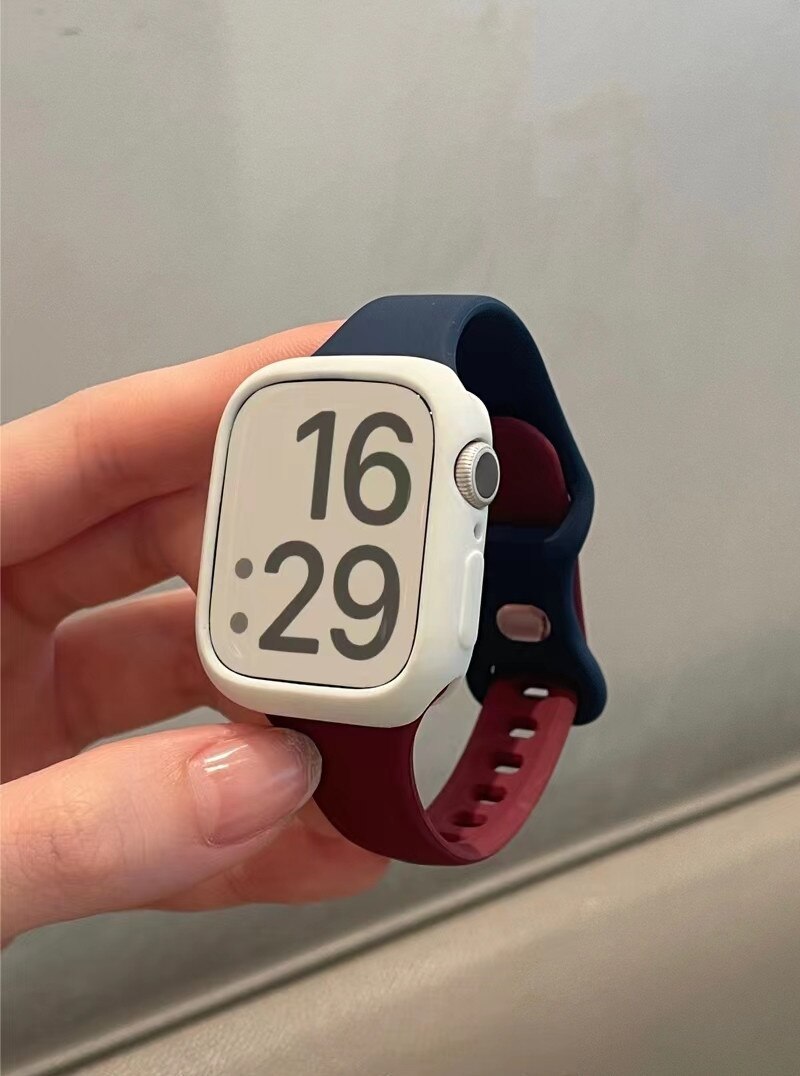 Strap for Apple Watch Band 49Ultra 8SE 41/45mm Rubber Loop for Iwatch 38/42 40/44mm Popular Slim Silicone