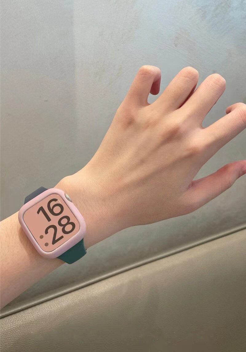 Strap for Apple Watch Band 49Ultra 8SE 41/45mm Rubber Loop for Iwatch 38/42 40/44mm Popular Slim Silicone