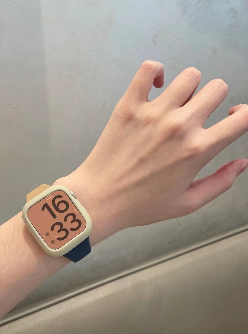 Strap for Apple Watch Band 49Ultra 8SE 41/45mm Rubber Loop for Iwatch 38/42 40/44mm Popular Slim Silicone