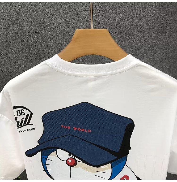 T-shirt Japan Doraemon Anime Short Sleeve Tops High Quality Cotton O-neck Tee Shirt