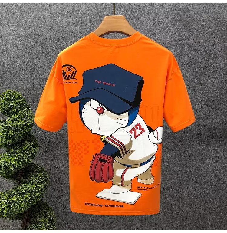 T-shirt Japan Doraemon Anime Short Sleeve Tops High Quality Cotton O-neck Tee Shirt